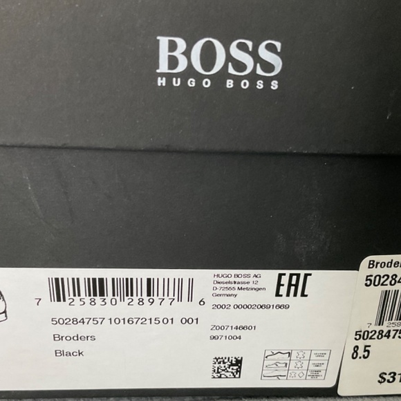 BOSS ITALIAN-MADE LEATHER  BRODERS. BLACK SHOES - Picture 10 of 12